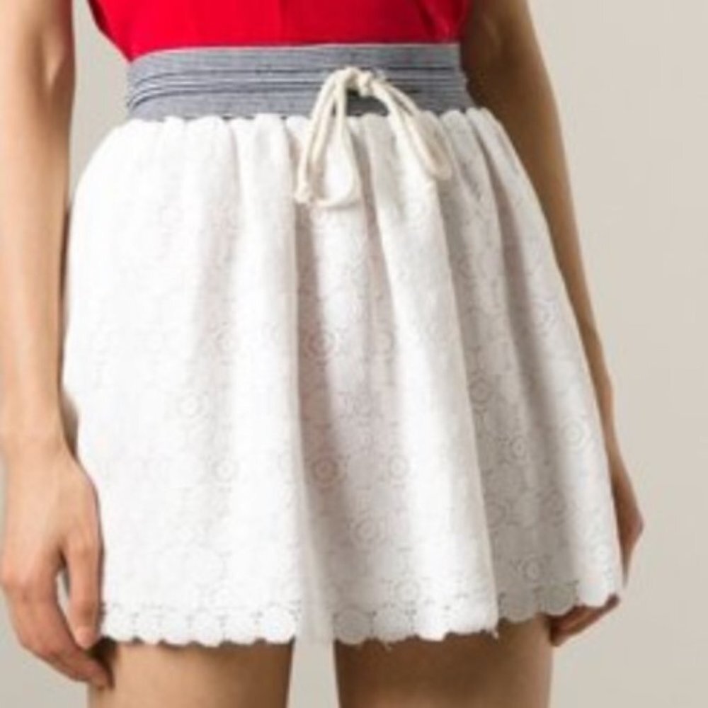 Band of Outsiders White Scalloped Skirt S